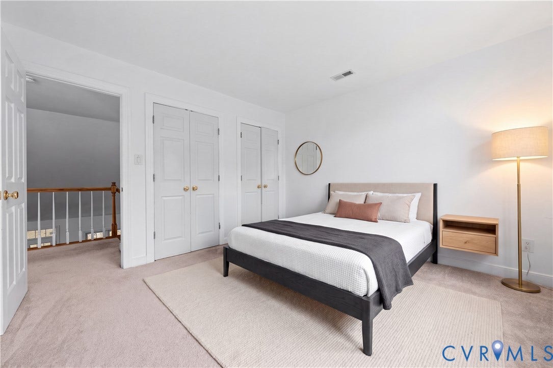 3437 Riverton Court, Robious Road Corridor, Midlothian, VA 23113 Neutral-toned carpeting, dual paneled-door closets, and a wall-mounted floating wood shelf