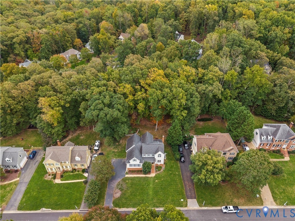 3437 Riverton Court, Robious Road Corridor, Midlothian, VA 23113 Aerial perspective of residential properties featuring expansive tree-lined lots and paved driveways
