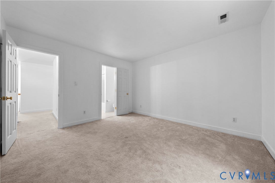 3437 Riverton Court, Robious Road Corridor, Midlothian, VA 23113 Neutral wall-to-wall carpeting, six-panel interior doors, and crisp white wall finishes