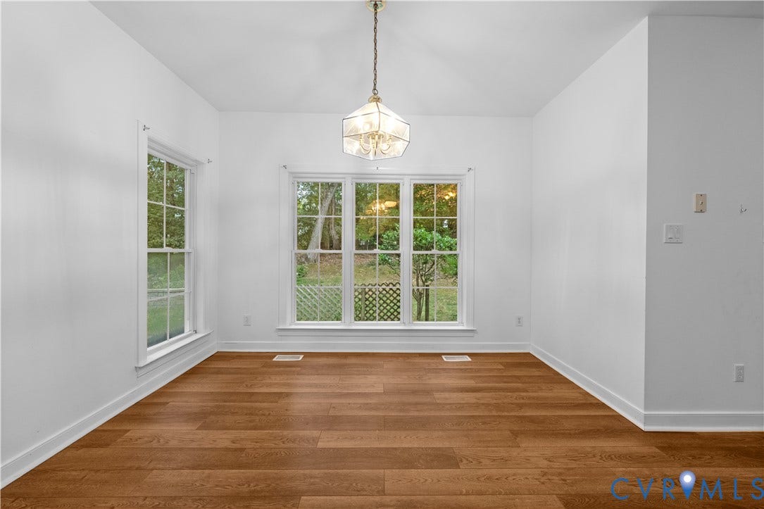 3437 Riverton Court, Robious Road Corridor, Midlothian, VA 23113 Wood-finish flooring, multi-pane windows, and a geometric pendant light fixture