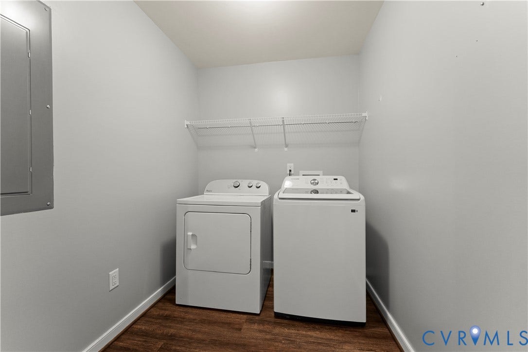 2953 Preston Park Court, Western Goochland County, Goochland, VA 23153 Dedicated laundry area featuring wood-finish flooring and a wire storage shelf