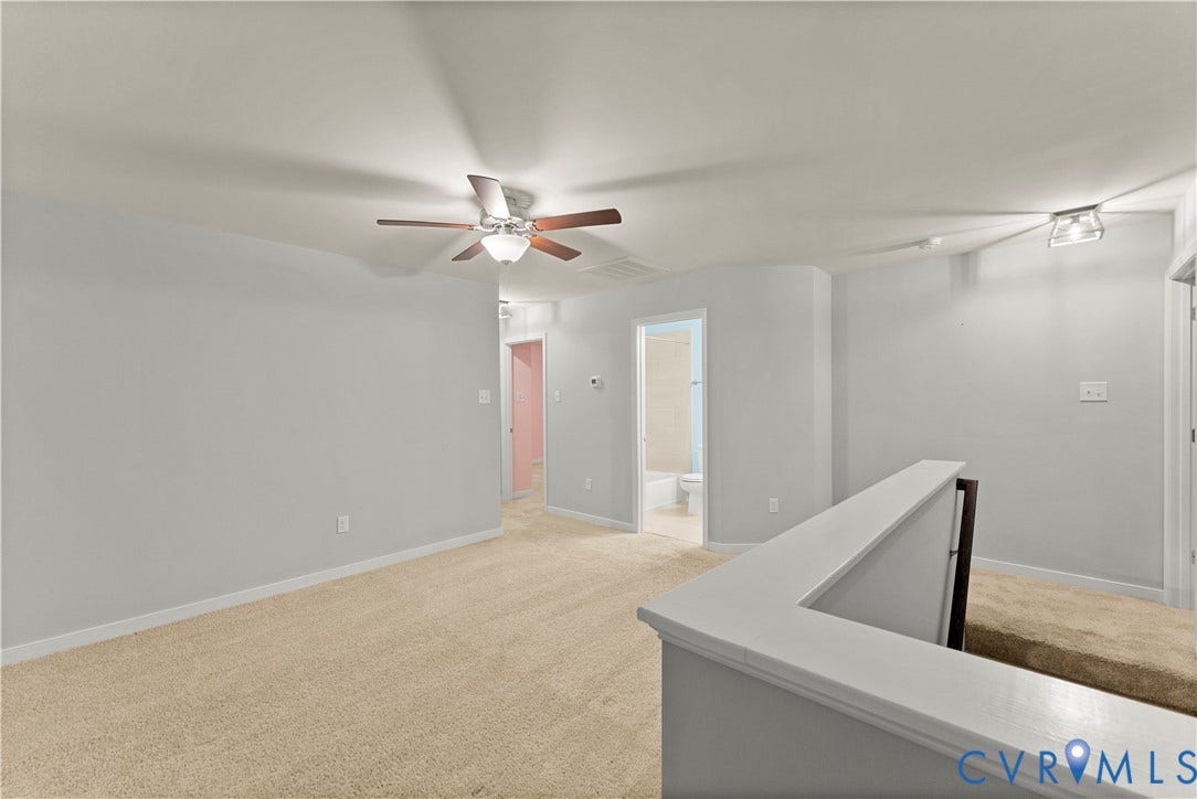 2953 Preston Park Court, Western Goochland County, Goochland, VA 23153 Carpeted flooring with light gray walls, a ceiling fan with light fixture, and recessed lighting