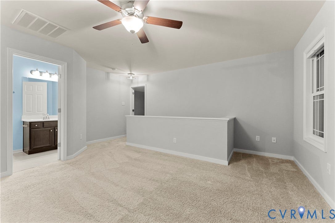 2953 Preston Park Court, Western Goochland County, Goochland, VA 23153 Carpeted open area with ceiling fan, recessed lighting, and white trim