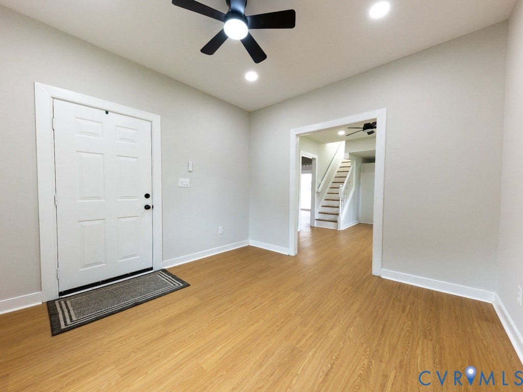 2201 Richmond Street, Hopewell, VA 23860 Open concept living space featuring wood-finish flooring, recessed lighting, and a modern ceiling fan