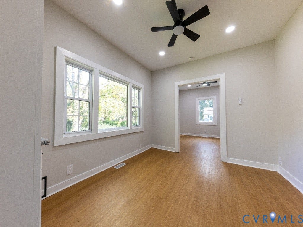 2201 Richmond Street, Hopewell, VA 23860 Wood-finish flooring, recessed lighting, and a contemporary ceiling fan