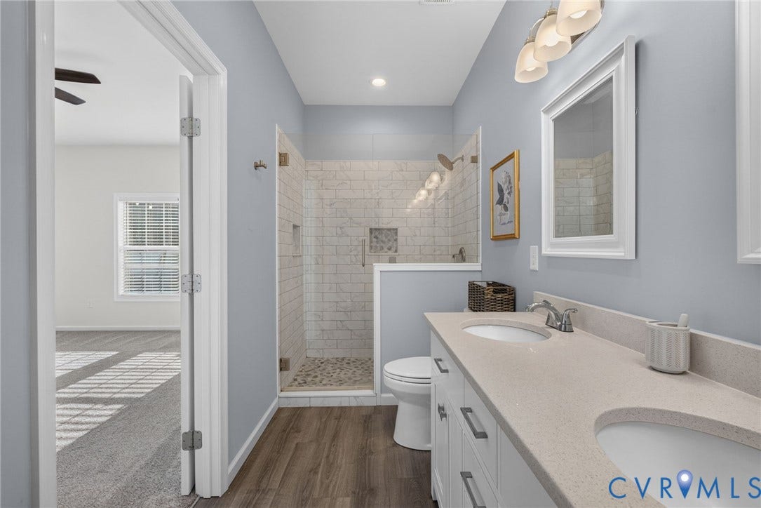 6852 Watch Harbour Circle, Hayes, VA 23072 Dual vanity with undermount sinks and light-toned countertops
