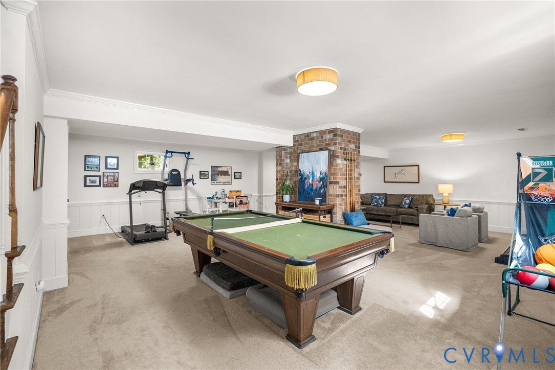 200 Ruggles Place, Tuckahoe, Henrico, VA 23229 Lower level walk-out basement / family room / game room completely renovated. New B-Dry System, all new drywall, carpet, paint, etc. great head height with plenty of natural light!