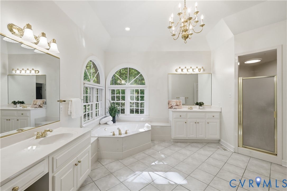 2611 Glenalmond Court, Powhatan, VA 23139 Primary bath features tub, marble shower and double vanities.