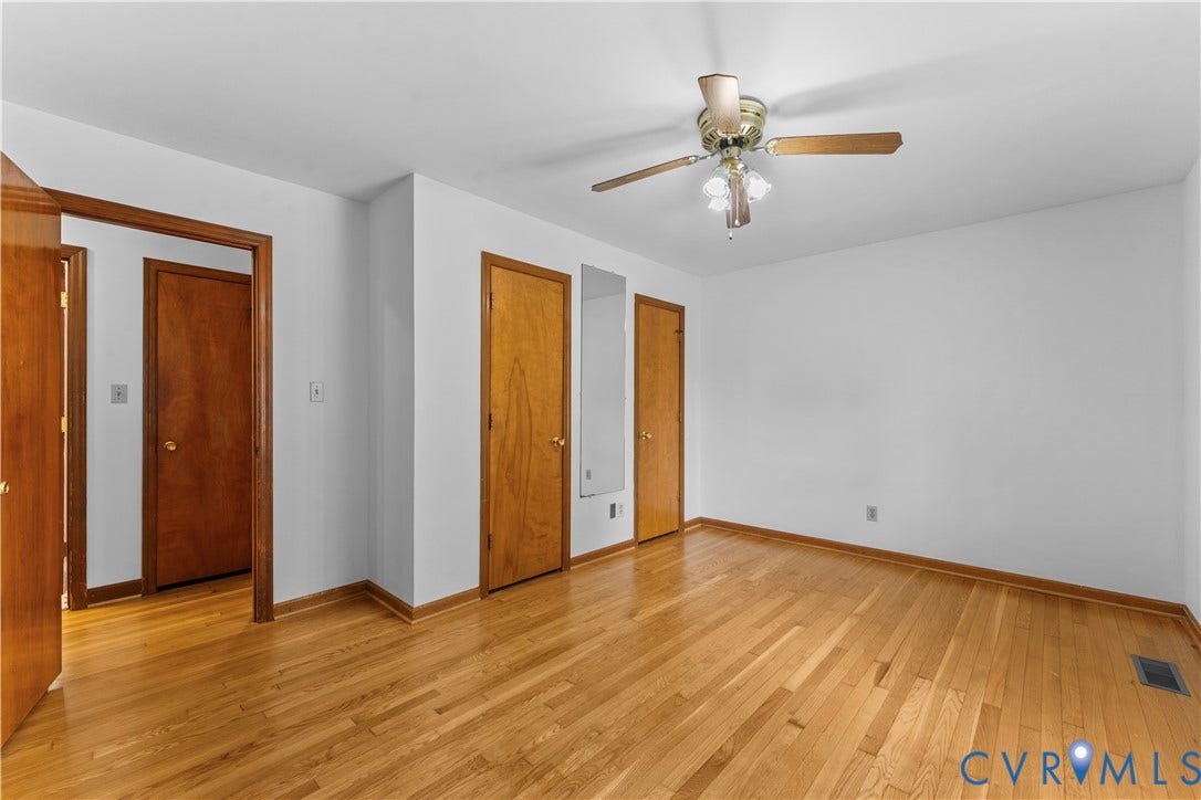 11612 Yorkdale Drive, Rivers Edge, North Prince George, VA 23860 Hardwood flooring, painted walls, ceiling fan with integrated lighting, and wood-finish doors