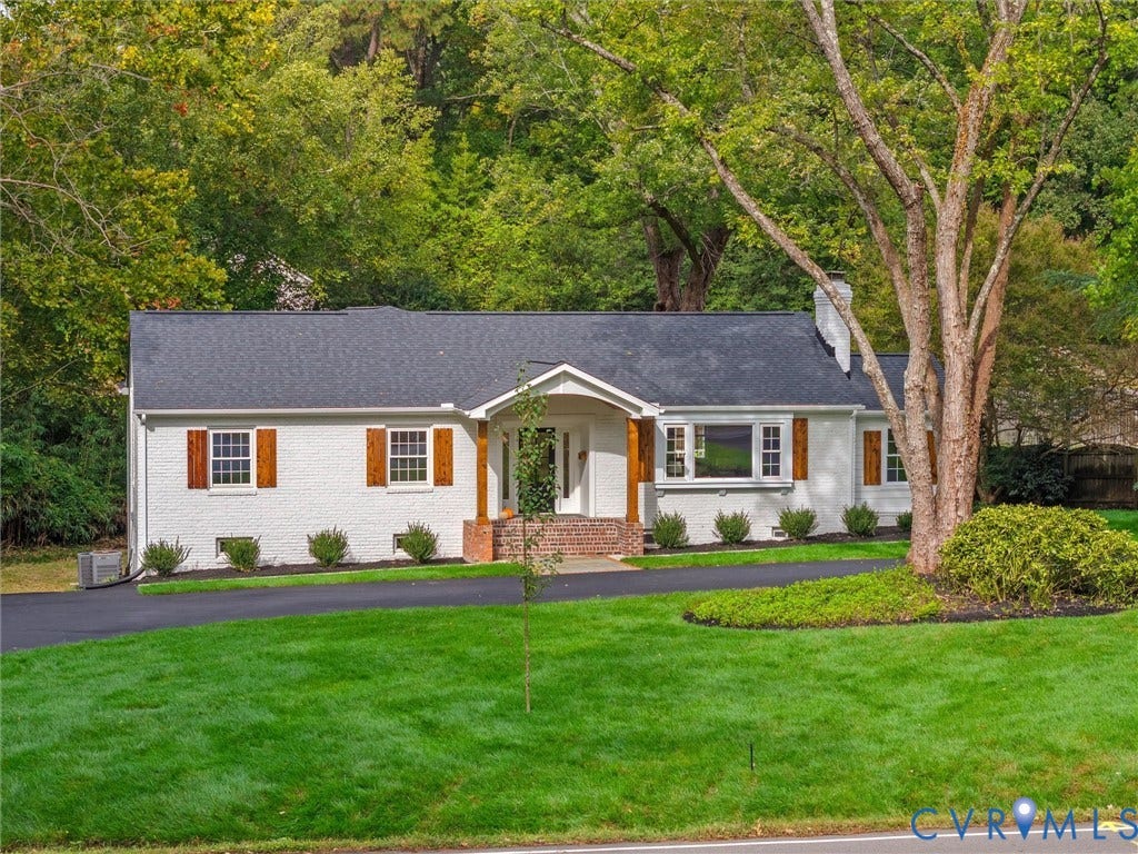 702 Westham Parkway, Westham, Henrico, VA 23229 White exterior with a dark shingle roof, wood-finish shutters, and a covered entry