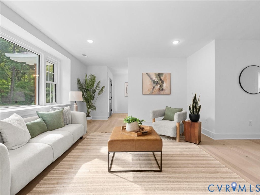 702 Westham Parkway, Westham, Henrico, VA 23229 Recessed lighting, wood-finish flooring, white walls, and a large bay window