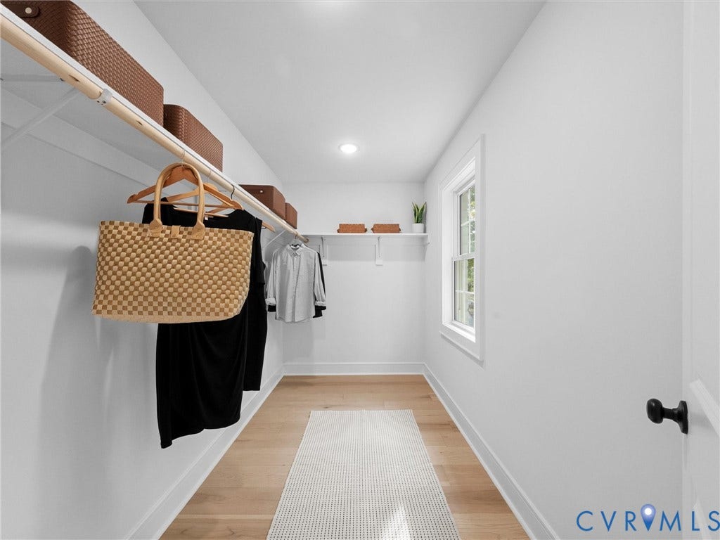 702 Westham Parkway, Westham, Henrico, VA 23229 Recessed lighting, wood-finish flooring, white walls, built-in shelving, and a double-hung window