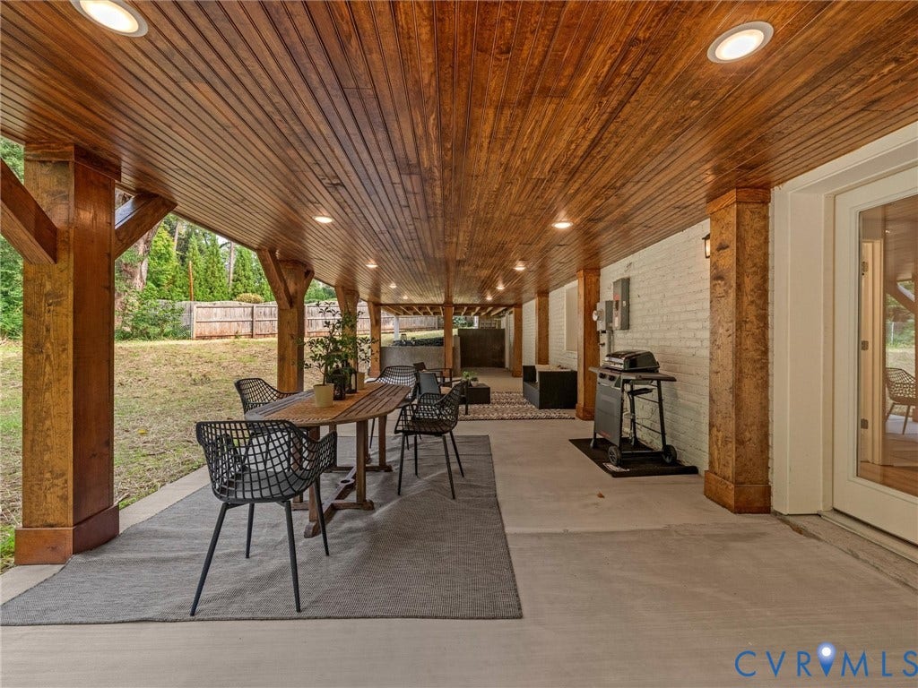 702 Westham Parkway, Westham, Henrico, VA 23229 Covered patio featuring a wood-paneled ceiling with recessed lighting