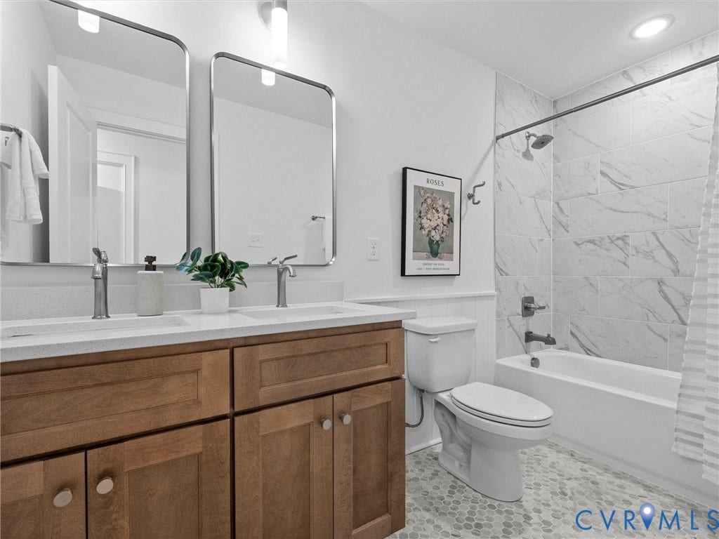 702 Westham Parkway, Westham, Henrico, VA 23229 Dual vanity with integrated sinks and brushed nickel faucets