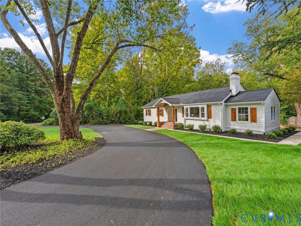 702 Westham Parkway, Westham, Henrico, VA 23229 Paved driveway with a verdant lawn, mature trees, and landscaping