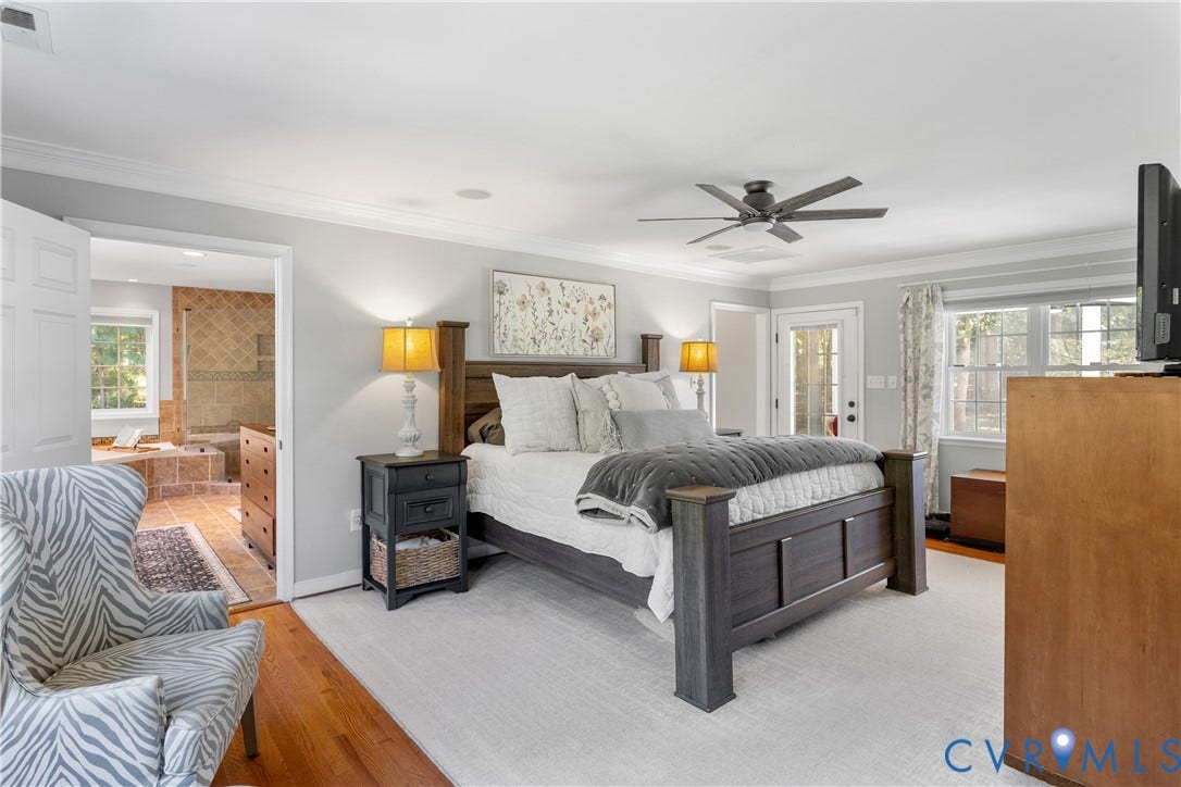 12380 Bienvenue Road, Bowles Acres, Rockville, VA 23146 1st Floor primary Natural light from front to rear! Private access to the screened porch Wood flooring