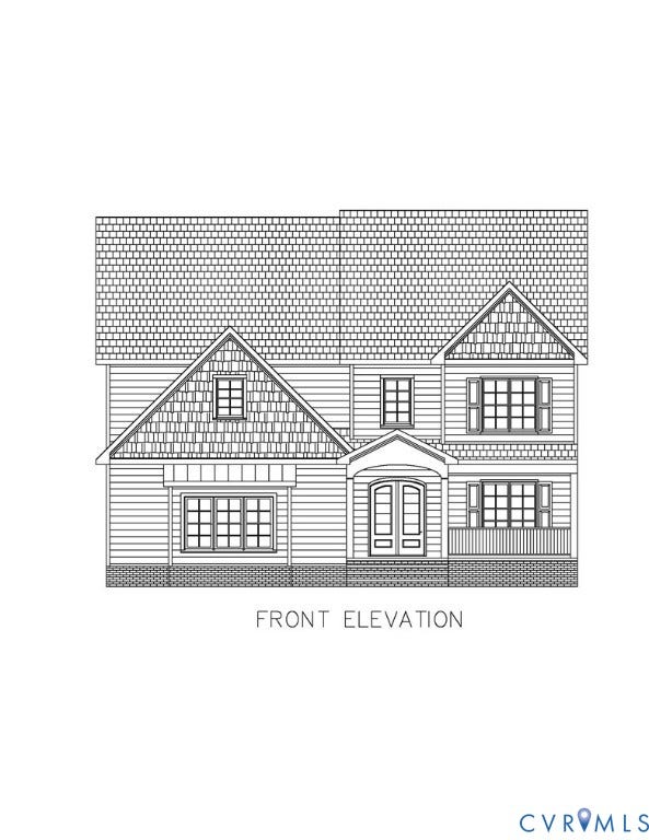 2831 Old Pump Road, The Preserve At John Rolfe, Henrico, VA 23233 Architectural Drawing, Front Elevation. Illustrating the property's facade design and structural components
