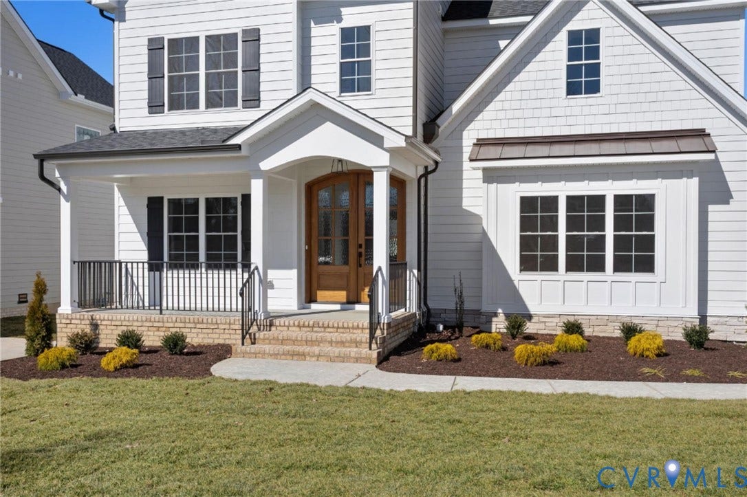 2831 Old Pump Road, The Preserve At John Rolfe, Henrico, VA 23233 White siding exterior with brick foundation