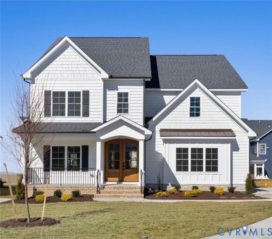 2831 Old Pump Road, The Preserve At John Rolfe, Henrico, VA 23233 Two-story exterior with white siding and dark shingle roofing