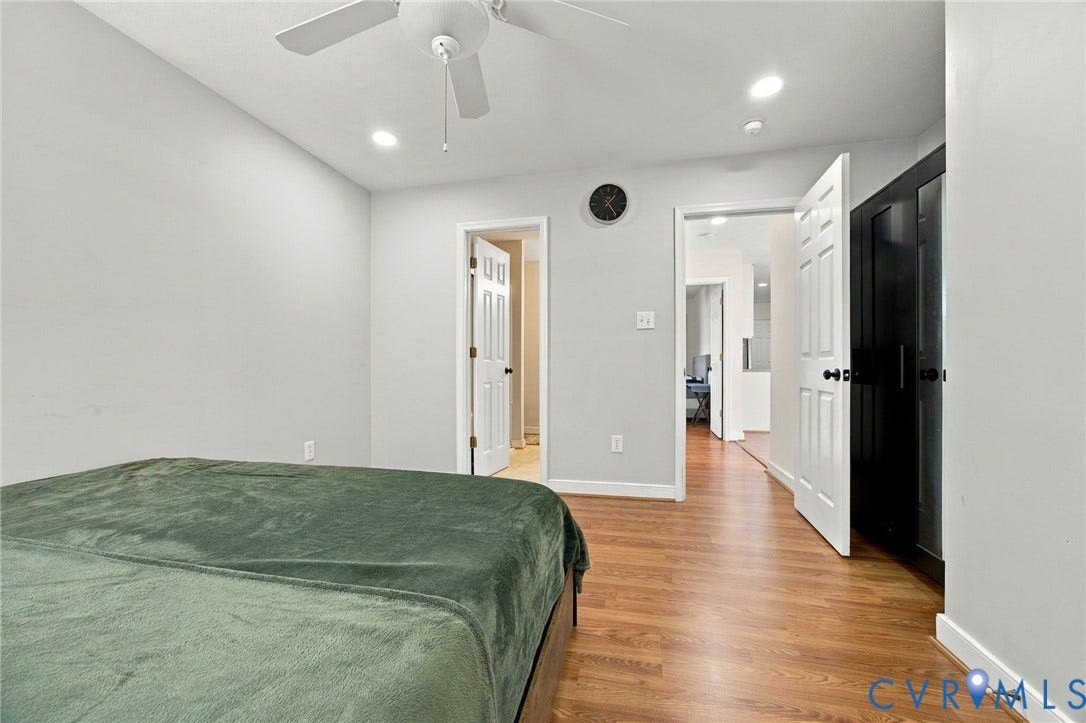 8119 Castle Grove Drive, Mechanicsville, VA 23111 Bedroom featuring wood-finish flooring, recessed lighting, and a ceiling fan