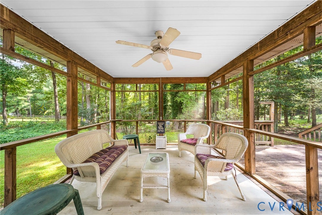 7285 Turner Road, Richmond, VA 23231 screened porch with fan/from kitchen