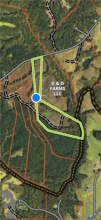 Lot 7 Saw Mill Road, Sawmill, Buckingham, VA 23901 Tax Parcel Map. Outlining the boundaries of the property and associated land divisions