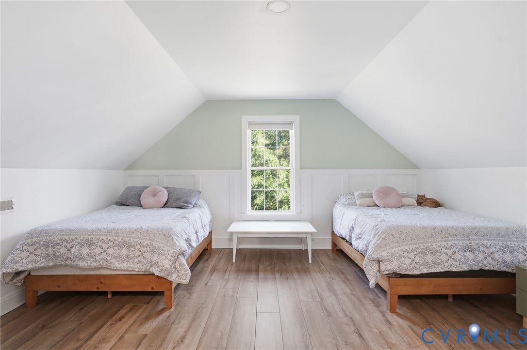 4502 Jennway Turn, Summer Lake, Moseley, VA 23120 Vaulted ceilings with crisp white finish, integrated wood-finish flooring, half-wall wainscoting, and a central double-hung window