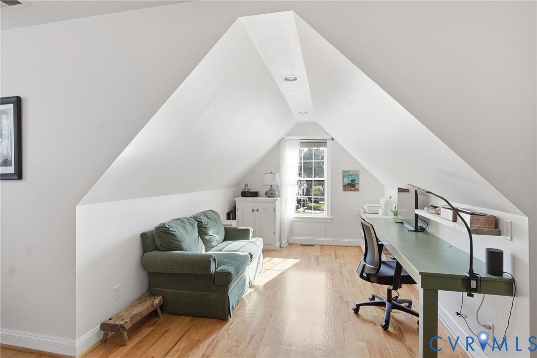 4502 Jennway Turn, Summer Lake, Moseley, VA 23120 Vaulted ceiling with recessed lighting, wood-finish flooring, and a multi-pane window