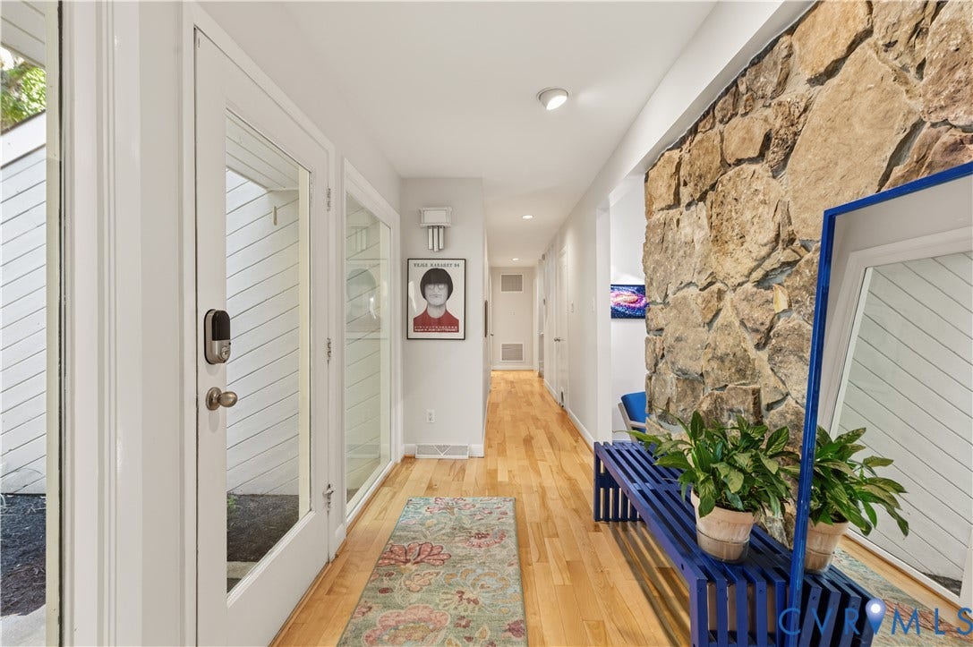 4204 Hickory Nut Place, Winterberry Ridge, Midlothian, VA 23112 Front door entry with a stone wall accent and beautiful hickory floors.