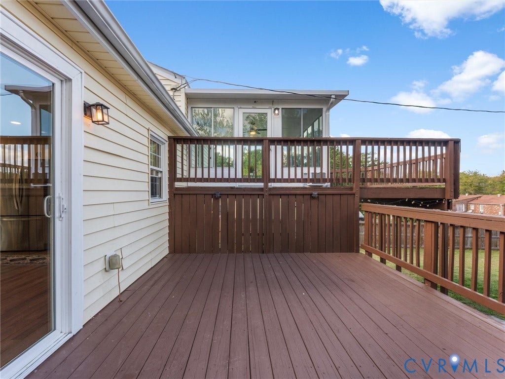 Middle deck, access from dining area/main level of home