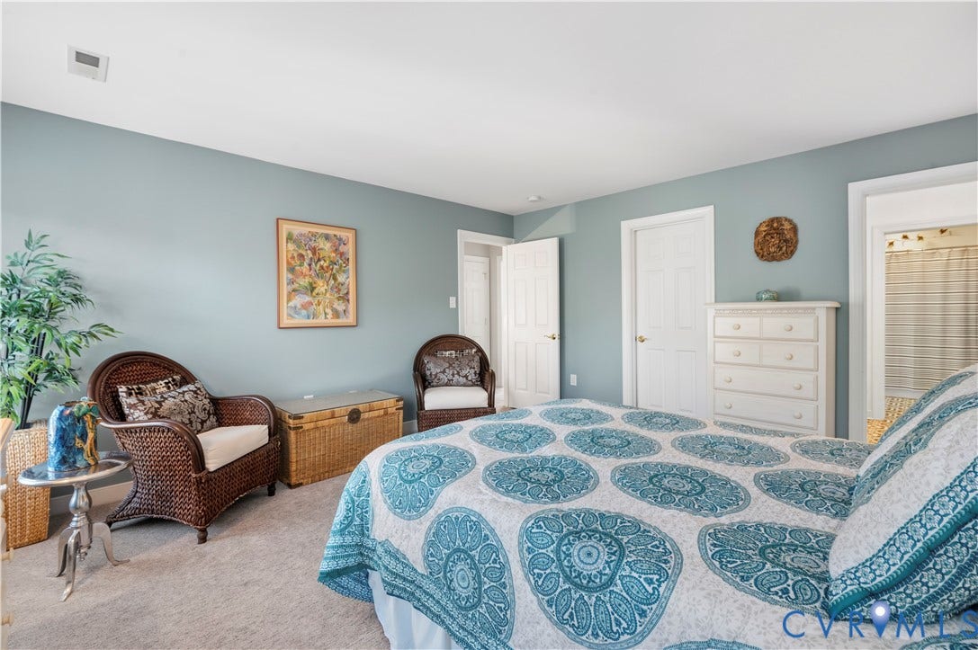 3360 Manor Grove Circle, Glen Allen, VA 23059 Room interior featuring neutral wall-to-wall carpeting, light blue wall paint, and multi-panel interior doors
