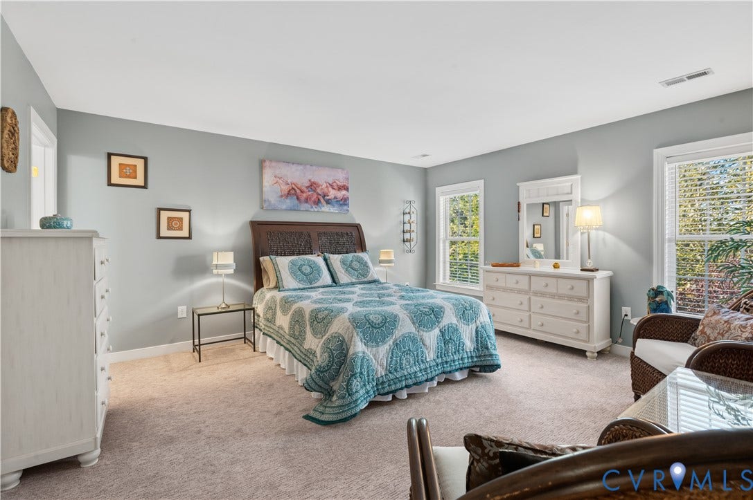 3360 Manor Grove Circle, Glen Allen, VA 23059 Neutral-toned walls, plush wall-to-wall carpeting, and large windows with horizontal blinds