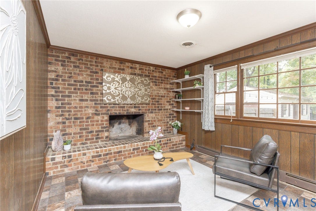 9209 Lydell Drive, Henrico, VA 23228 1st floor- access to rear yard- brick fireplace