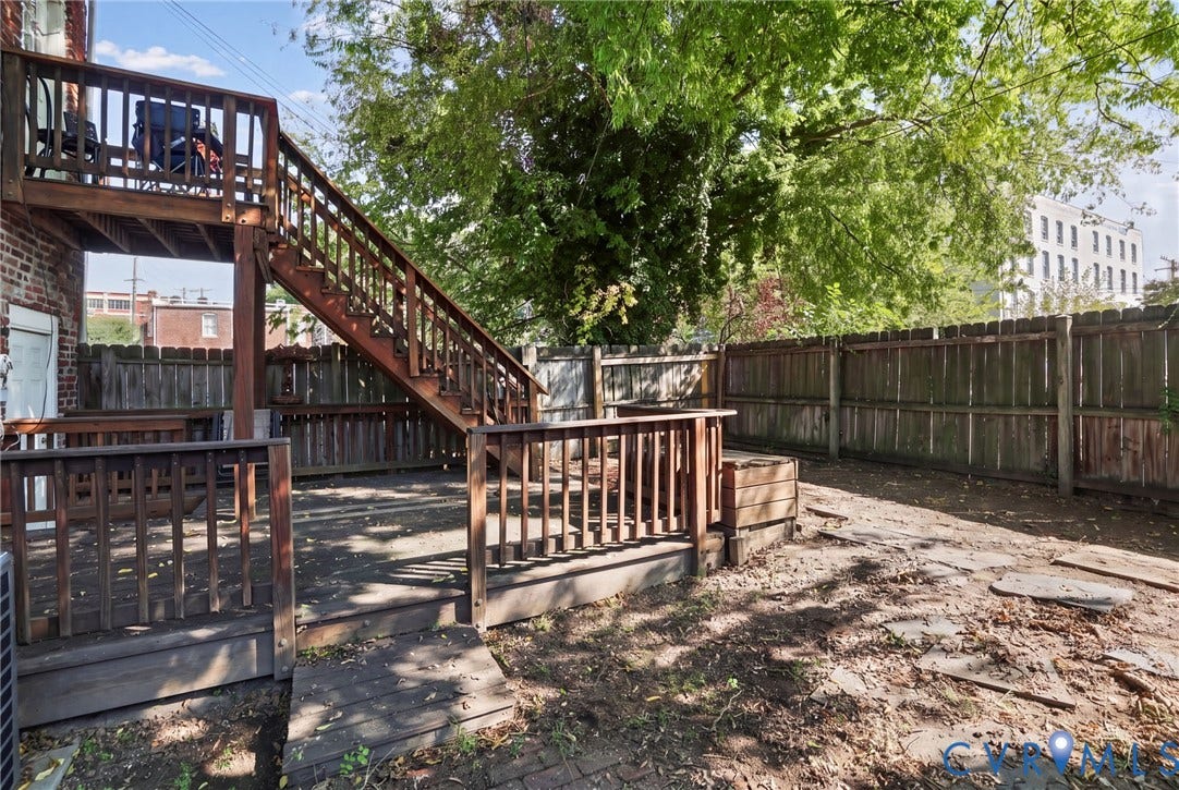 7 N 21st Street, Tobacco Row, Richmond, VA 23223 Shared patio and deck fully enclosed by a privacy fence in back.