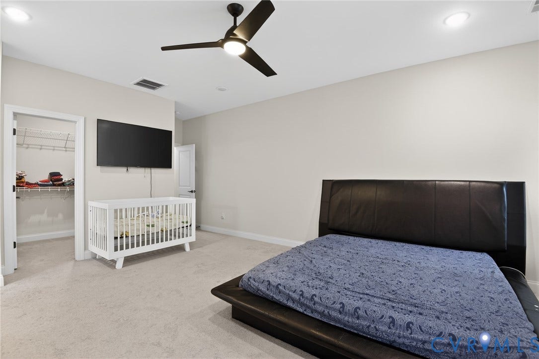 Glen Allen, VA 23059 Neutral-toned interior featuring recessed lighting, a multi-blade ceiling fan with integrated lighting, and carpeted flooring