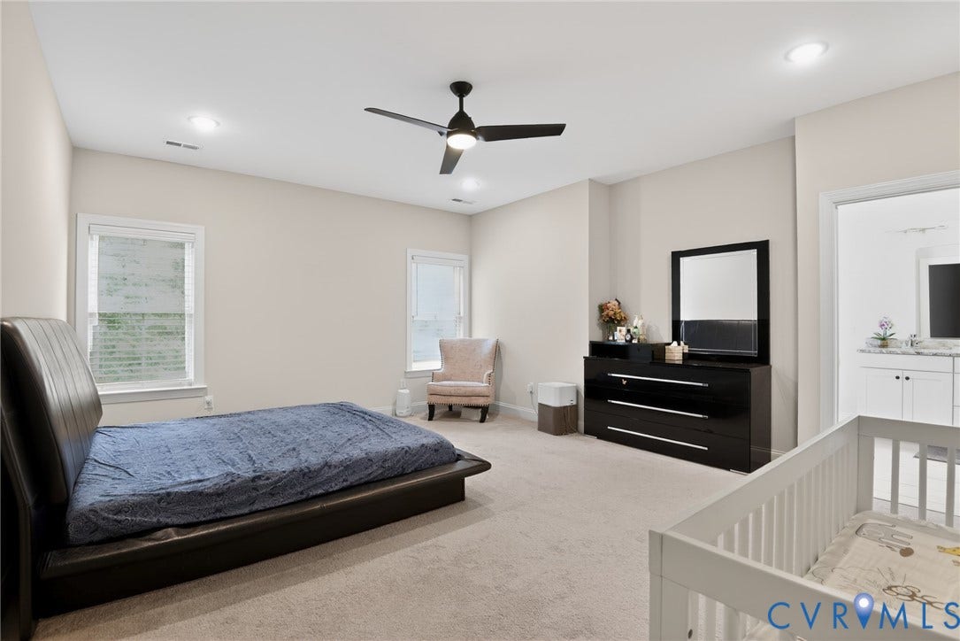 Glen Allen, VA 23059 Neutral-toned room featuring recessed lighting, a multi-blade ceiling fan, and carpeted flooring
