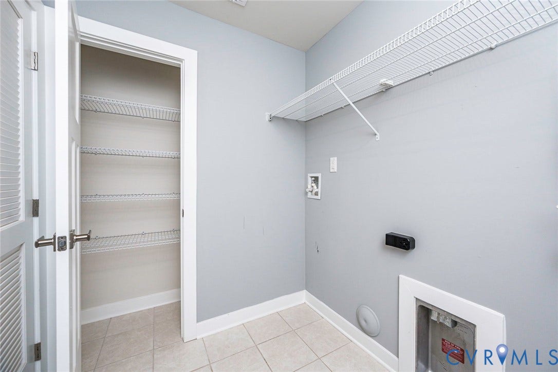 7577 Southamptonshire Way, Autum Pines, New Kent, VA 23124 Laundry Room with Linen Closet & Shelving