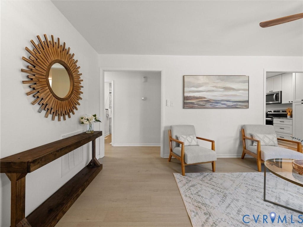 5105 Carryback Drive, Richmond, VA 23234 Living area featuring wood-finish flooring and a ceiling fan