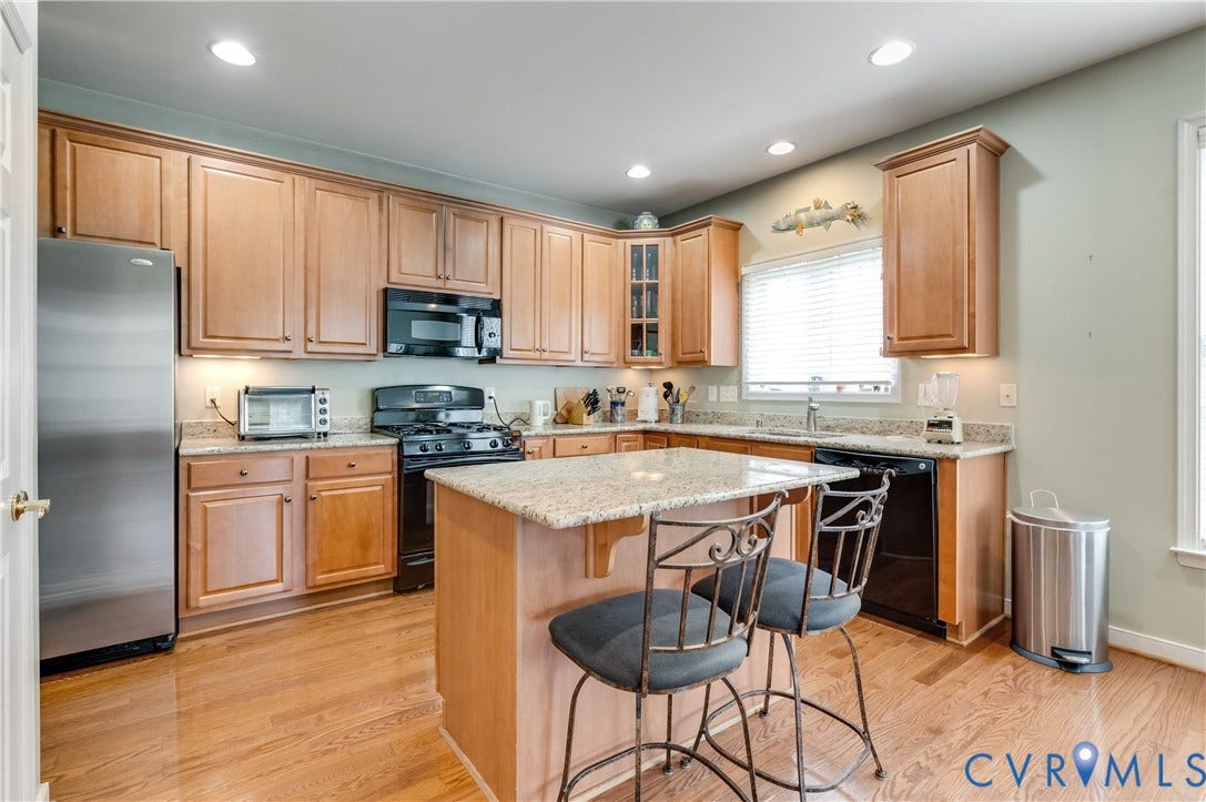 704 Taylors Hill Court, Manakin Sabot, VA 23103 Kitchen featuring wood-finish flooring, light wood cabinetry, granite countertops, and stainless steel appliances