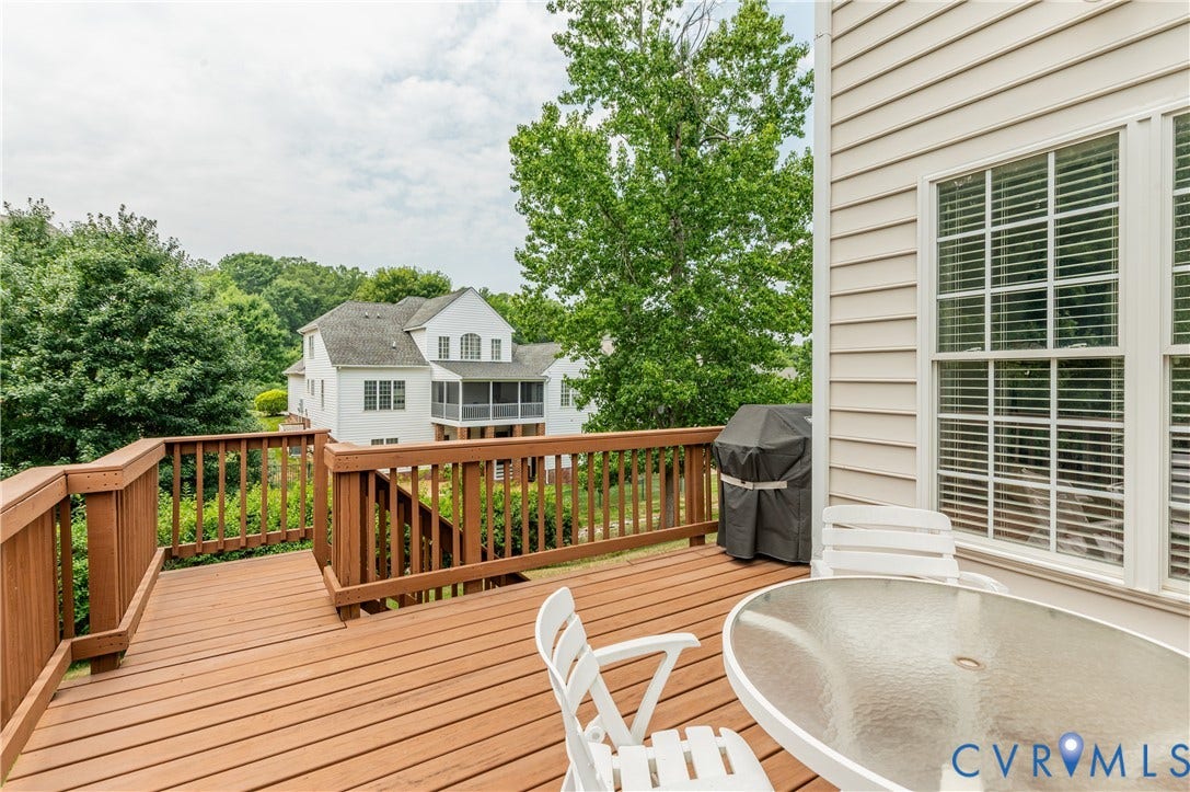 704 Taylors Hill Court, Manakin Sabot, VA 23103 Spacious outdoor wood deck with a full railing system