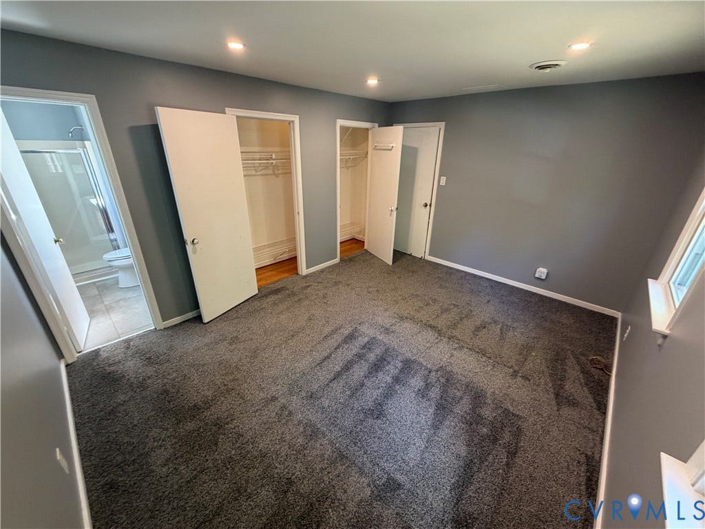 2228 Early Settlers Road, Midlothian, VA 23235 Bedroom featuring neutral-toned carpeting, recessed ceiling lighting, and dual reach-in closets
