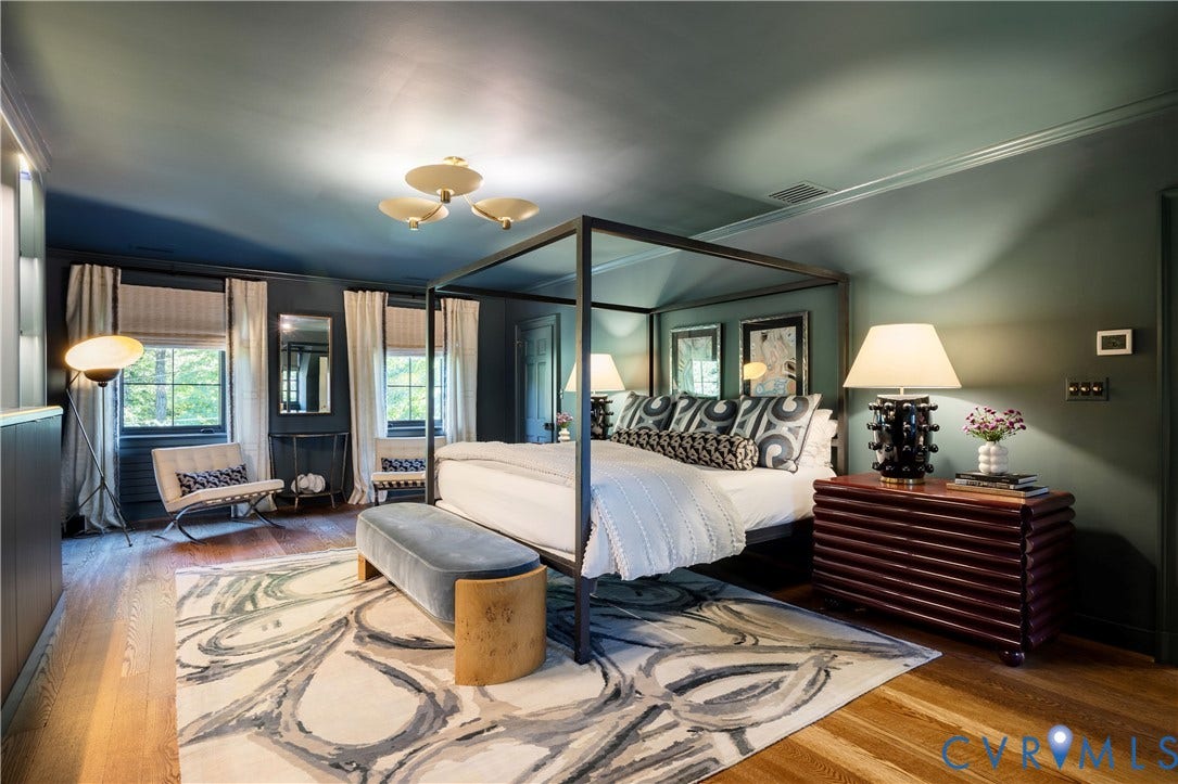 301 Lock Lane, Windsor Farms, Richmond, VA 23226 Primary bedroom with custom cabinetry that hides a TV lift.