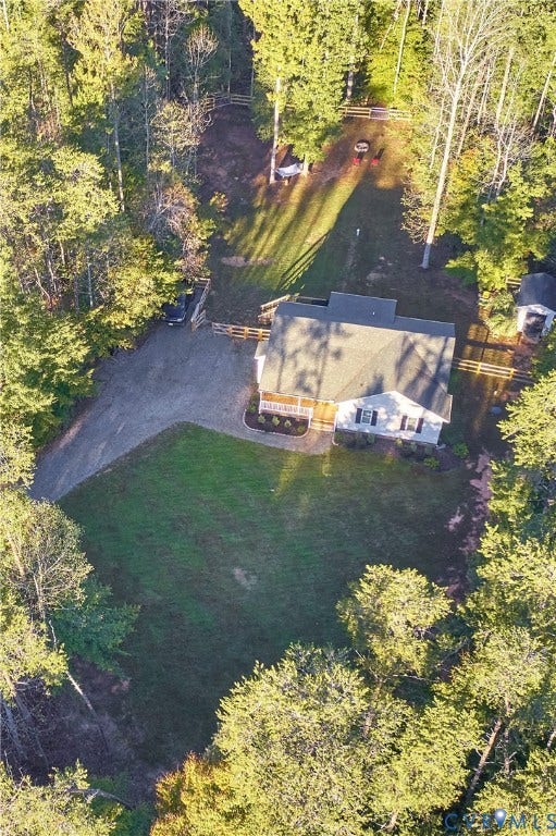 444 Tillar Lane, Mineral, VA 23117 Expansive parcel featuring a wooded perimeter, gated entry, gravel driveway, and a residential structure with an asphalt shingle roof