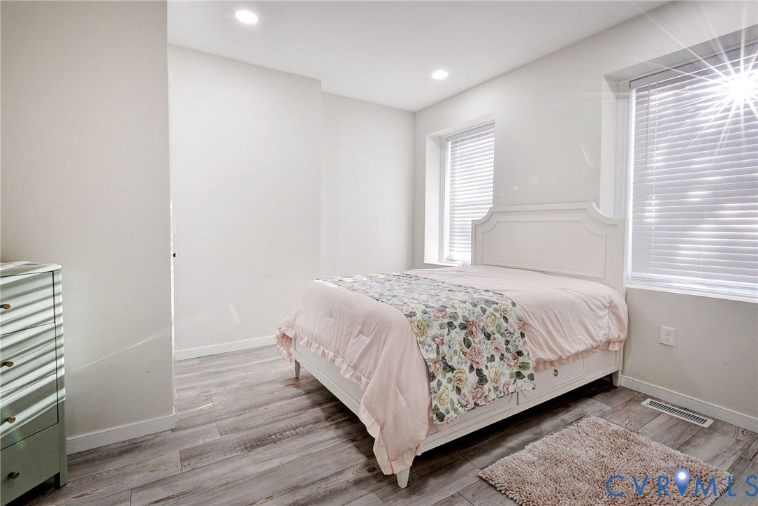 730 N 23RD Street, Union Hill, Richmond, VA 23223 Light filled bedroom with recessed lighting.