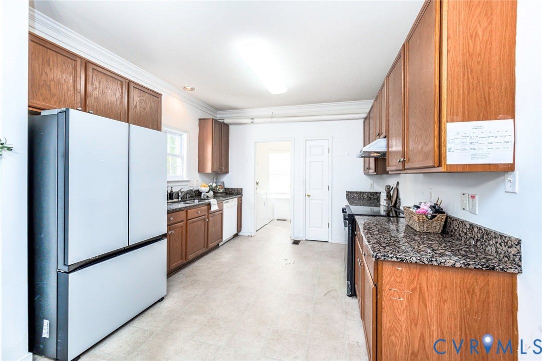 2408 Swartwout Avenue, Woodland Hills, Henrico, VA 23228 Kitchen featuring wood cabinetry, stone-surface countertops, and tiled flooring