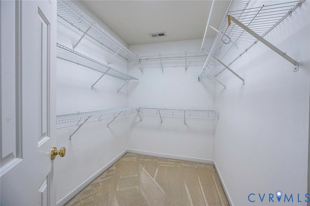 2408 Swartwout Avenue, Woodland Hills, Henrico, VA 23228 Walk-in storage space featuring neutral carpeting and multi-level white wire shelving