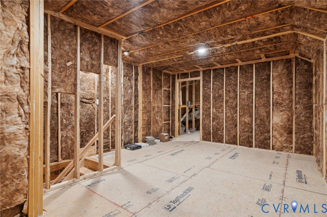 18128 Dogwood Trail Way, Rockville, VA 23146 Unfinished interior space featuring exposed wood framing, installed wall and ceiling insulation, and subfloor panels