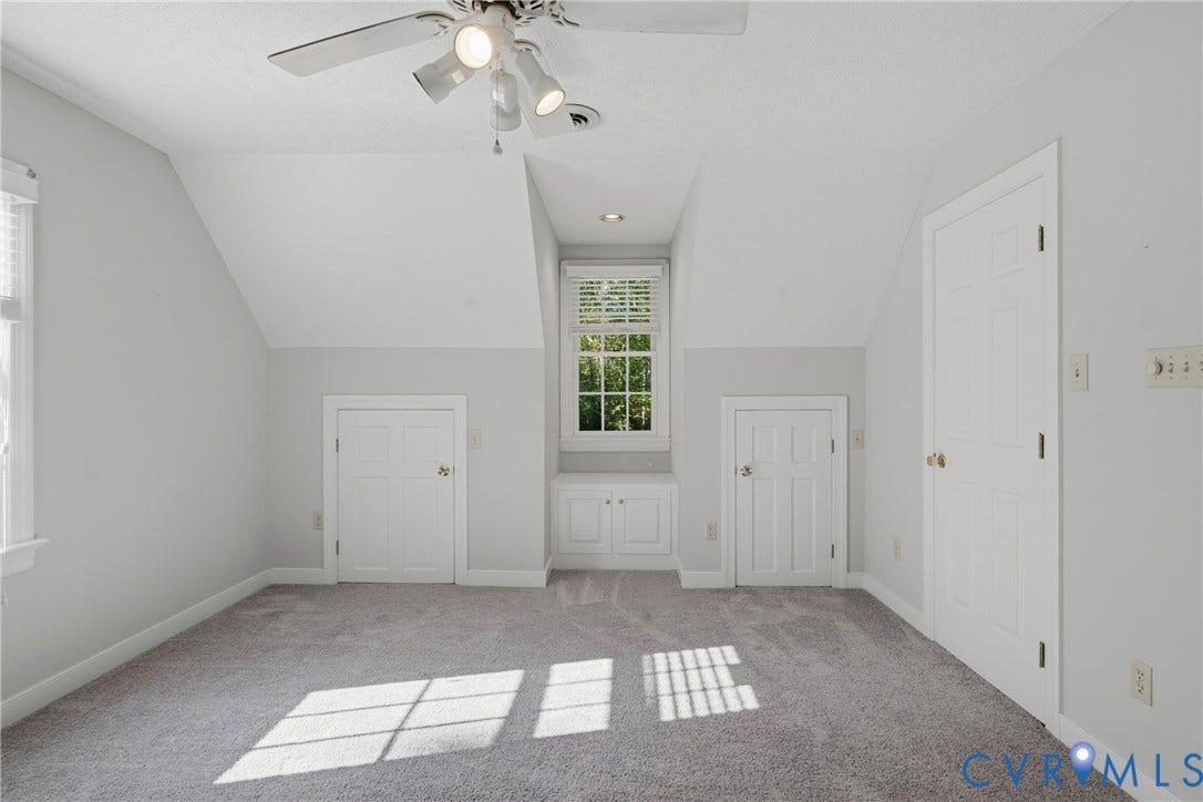 7270 Crossing Oaks Trail, Mechanicsville, VA 23111 Dormer window with built-in cabinetry, recessed lighting, ceiling fan with integrated lighting, and carpeted flooring