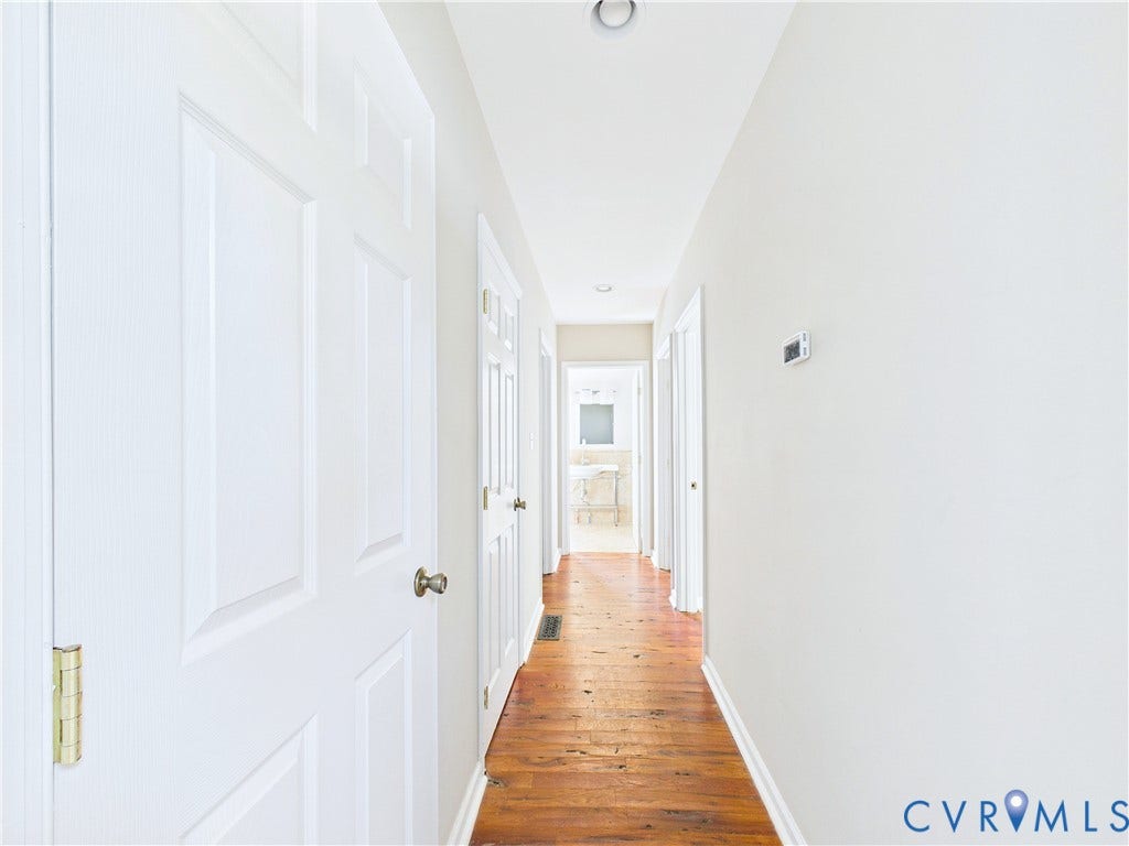 6502 Nutbush Road, Rural Countryside, Lunenburg, VA 23942 Main Level Hall with 2 Bedrooms, Bath and Laundry
