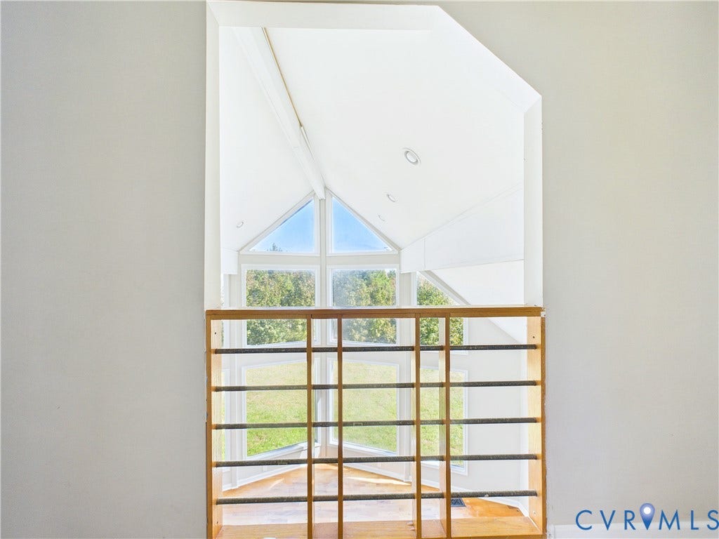 6502 Nutbush Road, Rural Countryside, Lunenburg, VA 23942 Upper level catwalk showcasing family room below